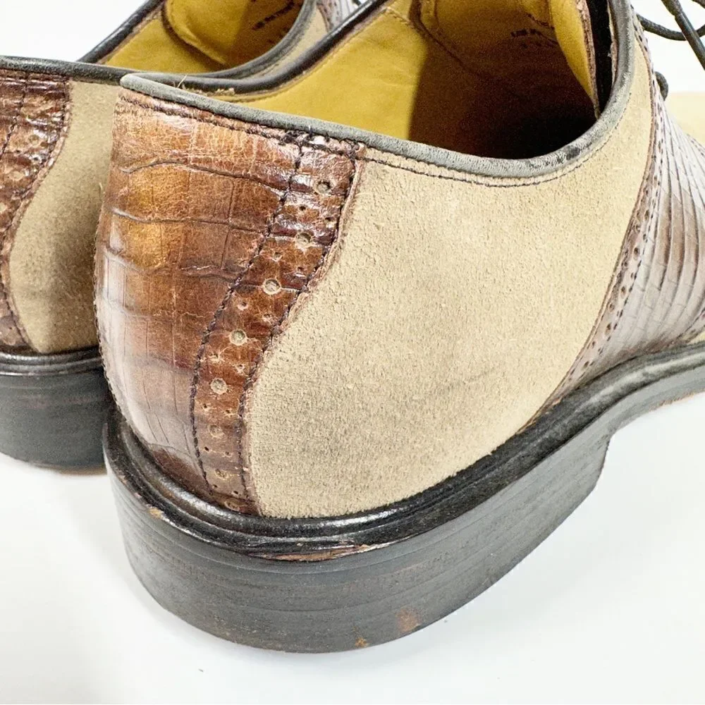 Cole Haan Nike Air Suede Embossed Leather Saddle Oxford Tan Brown Size 8